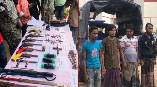 উখিয়ায় রোহিঙ্গা ক্যাম্পে অভিযান: বিপুল পরিমাণ অস্ত্র ও গোলাবারুদসহ ৪ আরসা সদস্য গ্রেফতার