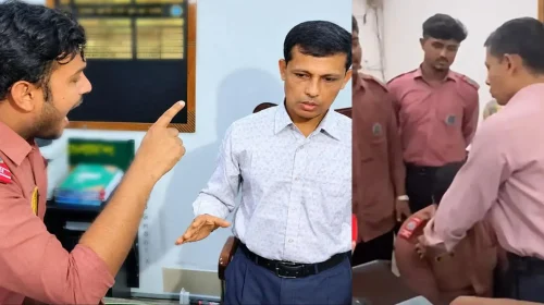 সমালোচনার মুখে শিক্ষকের পা ধরে ক্ষমা চাইলেন সেই শিক্ষার্থী